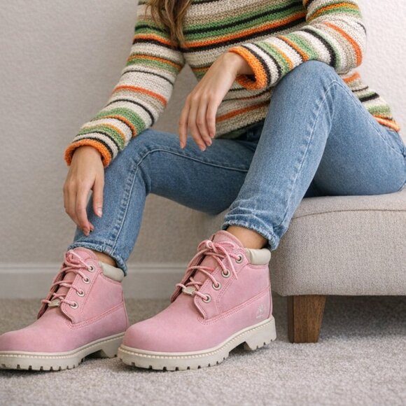 Timberland Shoes - Timberland Nellie Chukka Pink Nubuck Waterproof Ankle Boots Shoes Women Sz 6.5